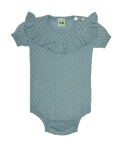 FUB - Baby Pointelle Body kurzarm, dusty blue, Bio Baumwolle