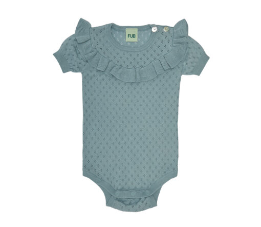 FUB - Baby Pointelle Body kurzarm, dusty blue, Bio Baumwolle