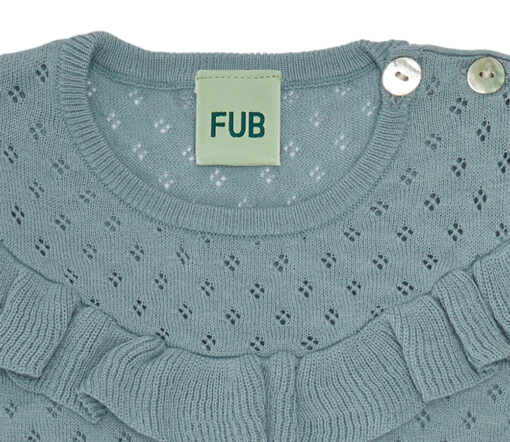 FUB - Baby Pointelle Body kurzarm, dusty blue, Bio Baumwolle – Bild 2