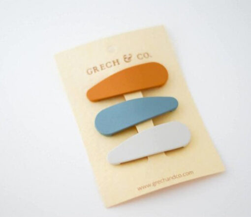 Grech & Co. - Haarspangen "Snap Clip", golden/light blue/buff, recycelt