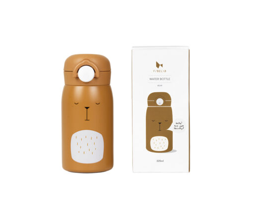 Fabelab - Trinkflasche mit Thermofunktion "Time for School Bear Ochre", 320 ml