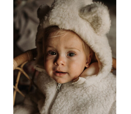 Alwero - Baby Overall "Bears", Biowolle, Natural – Bild 2
