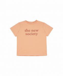 The New Society - Logo Print Tee, Bio Baumwolle, Apricot