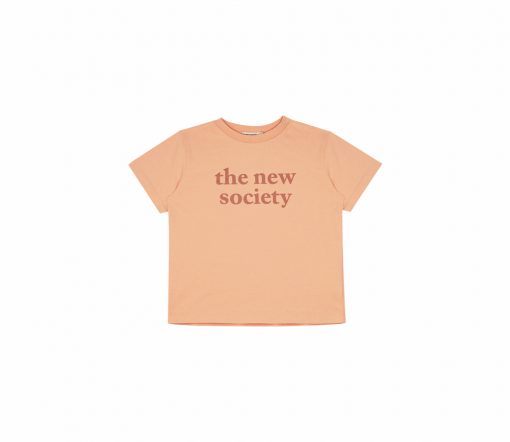 The New Society - Logo Print Tee, Bio Baumwolle, Apricot
