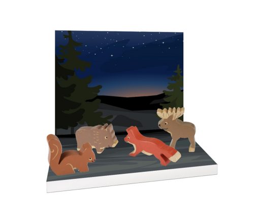 HEVEA - Holztiere Wald Set 4 tlg., Kautschukbaumholz, Fairtrade – Bild 2