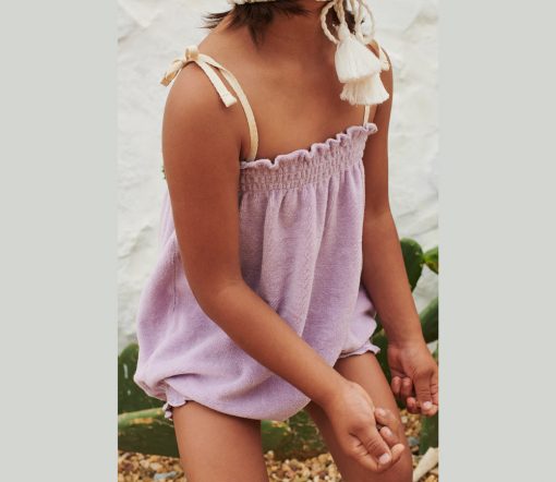 LIILU - Romper "Terry Smocked", Lavender, Biobaumwolle