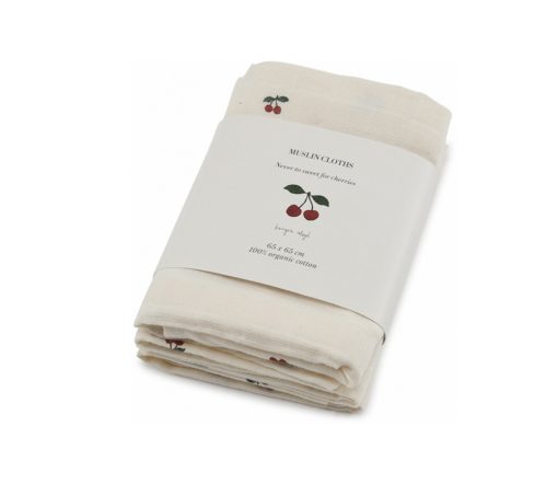 Konges Sløjd - Mulltücher "Cherry", 3er Pack, GOTs Biobaumwolle