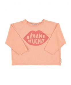 PiuPiuChick - Longsleeve "Bésame Mucho", coral pink, Biobaumwolle