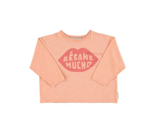 PiuPiuChick - Longsleeve "Bésame Mucho", coral pink, Biobaumwolle