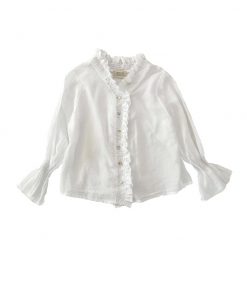 LongLiveTheQueen - Volant Blouse, white, Biobaumwolle