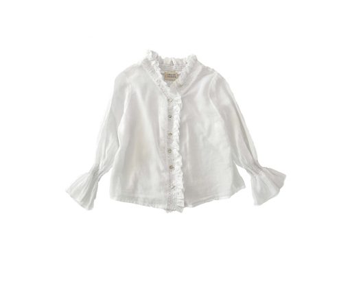 LongLiveTheQueen - Volant Blouse, white, Biobaumwolle