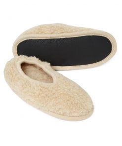 Alwero - Hausschuhe, Ballerina Adult, Beige, Biowolle