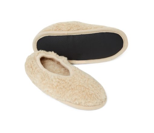 Alwero - Hausschuhe, Ballerina Adult, Beige, Biowolle