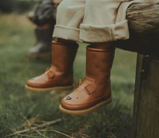 Donsje Amsterdam - Kinderstiefel "Wadudu Lining Bear", gefüttert, cognac