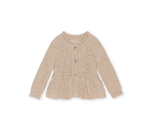 Konges Sløjd - Rüschen Strickjacke, "Cabby", Moonlight, Bio Merinowolle (9/10J.)