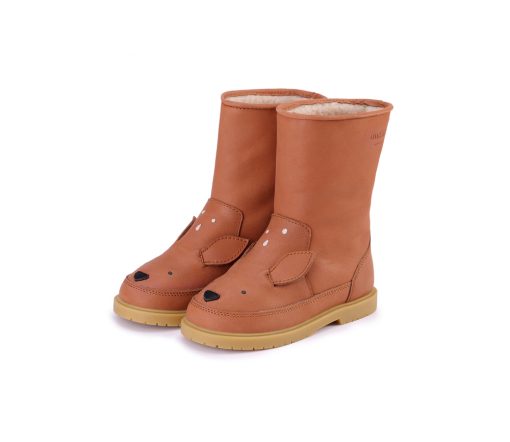Donsje Amsterdam - Kinderstiefel "Wadudu Lining Deer", gefüttert, cognac