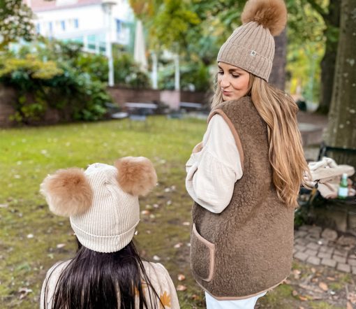 Huttelihut -  Mütze mit PomPom "WARMY", Lammwolle, camel – Bild 3