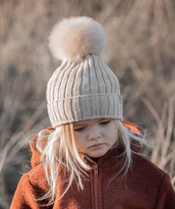 Huttelihut -  Mütze mit PomPom "WARMY", Lammwolle, sand