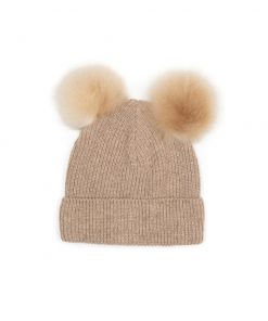 Huttelihut -  Mütze mit PomPom "BIG PLYS", Lammwolle, camel