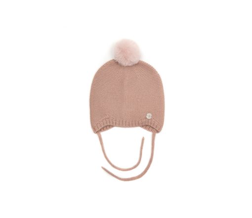 Huttelihut -  Mütze mit PomPom "SOFT", Bolivian Knit, MerinoWolle/Cashmere, rose
