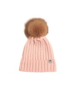 Huttelihut -  Mütze mit PomPom "WARMY", Lammwolle, rose