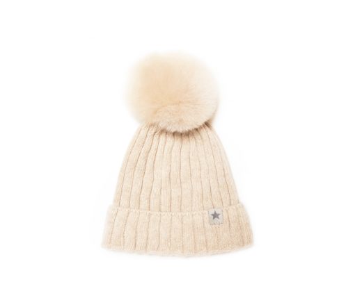 Huttelihut -  Mütze mit PomPom "WARMY", Lammwolle, sand – Bild 2
