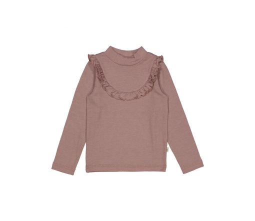 Wheat - Wolle-Longsleeve "Ruffle", dusty lilac, Merinowolle (6J.)
