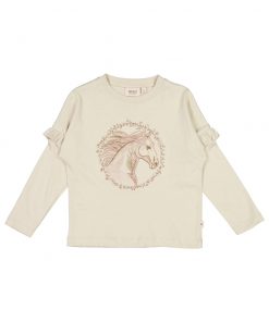 Wheat - Longsleeve "Horse Embroidery", ecru, Biobaumwolle