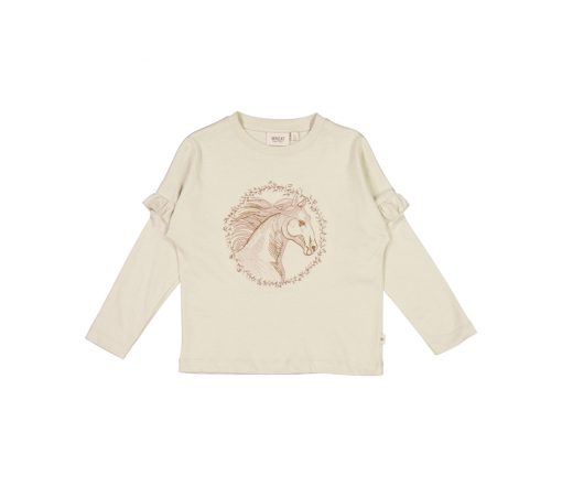 Wheat - Longsleeve "Horse Embroidery", ecru, Biobaumwolle