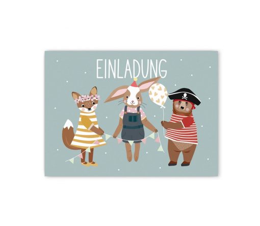 Nellie&Finn - Einladungskarten Fähe im 6er Set