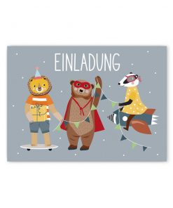 Nellie&Finn - Einladungskarten Löwe im 6er Set