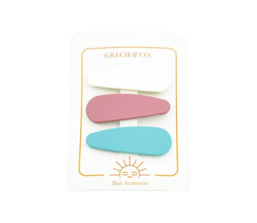 Grech & Co. - Haarspangen "Snap Clip", Dove White, Mauve Rose, Sky Blue, recycelt