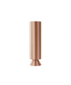 OYOY - Toppu Vase, Ø 8,5 x H 31, gestreift caramel