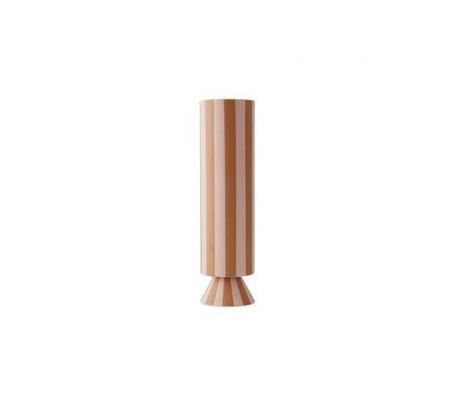 OYOY - Toppu Vase, Ø 8,5 x H 31, gestreift caramel
