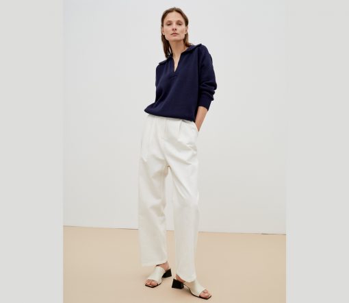 The New Society - Pullover Polo "EMANUELLE", Navy Blue, Biobaumwolle – Bild 2