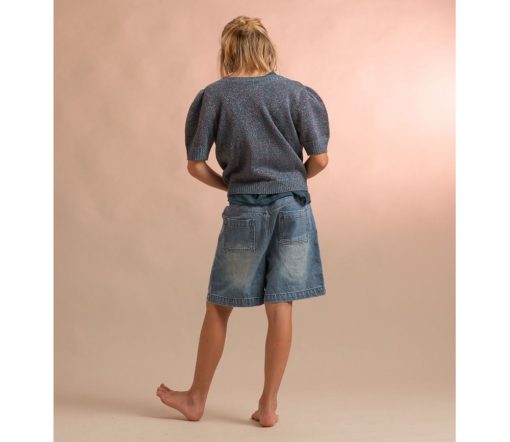 LongLiveTheQueen - Bermuda Jeans mit Glitzer, Blue Denim, Biobaumwolle – Bild 3