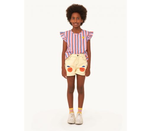 TinyCottons - Jeans Shorts "APPLE", pastel yellow, Biobaumwolle – Bild 4