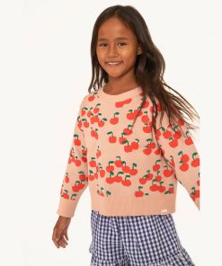 TinyCottons - Pullover "CHERRIES", papaya, Biobaumwolle