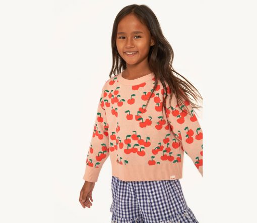 TinyCottons - Pullover "CHERRIES", papaya, Biobaumwolle