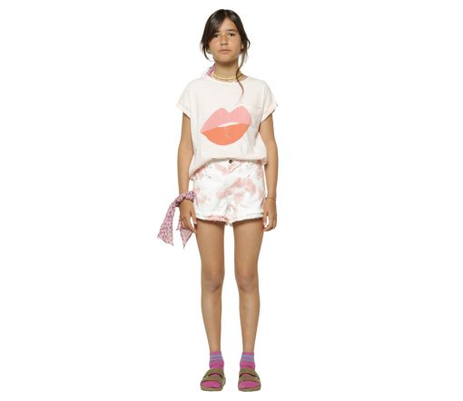 PiuPiuChick - Denim Shorts, Batik weiß/rosa – Bild 3