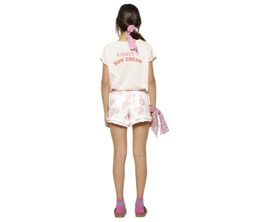 PiuPiuChick - Denim Shorts, Batik weiß/rosa – Bild 4