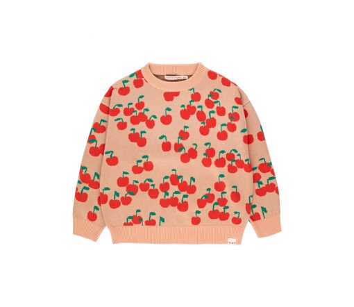 TinyCottons - Pullover "CHERRIES", papaya, Biobaumwolle – Bild 2