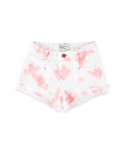 PiuPiuChick - Denim Shorts, Batik weiß/rosa