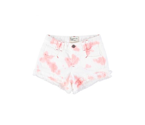 PiuPiuChick - Denim Shorts, Batik weiß/rosa