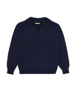 The New Society - Pullover Polo "EMANUELLE", Navy Blue, Biobaumwolle