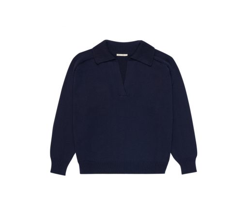 The New Society - Pullover Polo "EMANUELLE", Navy Blue, Biobaumwolle