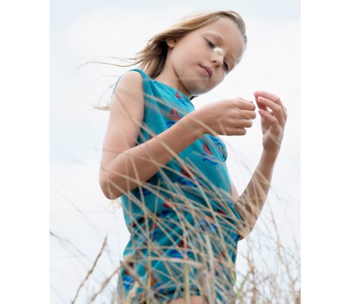 BONMOT ORGANIC - Terry Playsuit "ALLOVER BOATS", Verdigris, Biobaumwolle – Bild 4