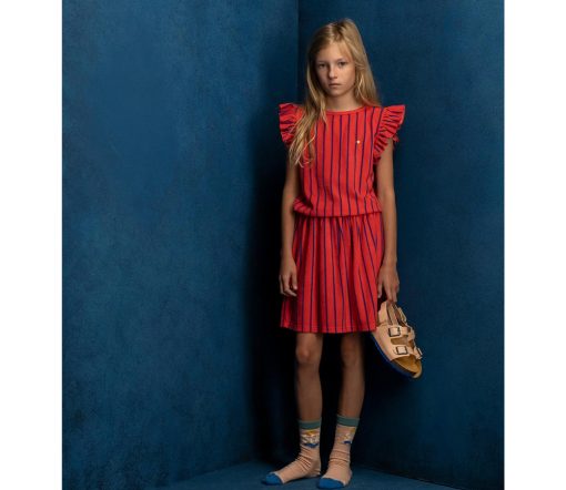 BONMOT ORGANIC - Terry Kleid "STRIPES BICOLOR", Red, Biobaumwolle (2-3J.) – Bild 4