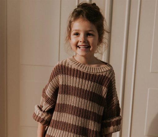 YUKI - Chunky Knit, STRIPES DUST, Bio Baumwolle