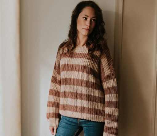YUKI - Chunky Knit Women, STRIPES DUST, Bio Baumwolle
